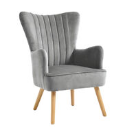 Butaca DIANA gris de terciopelo y madera