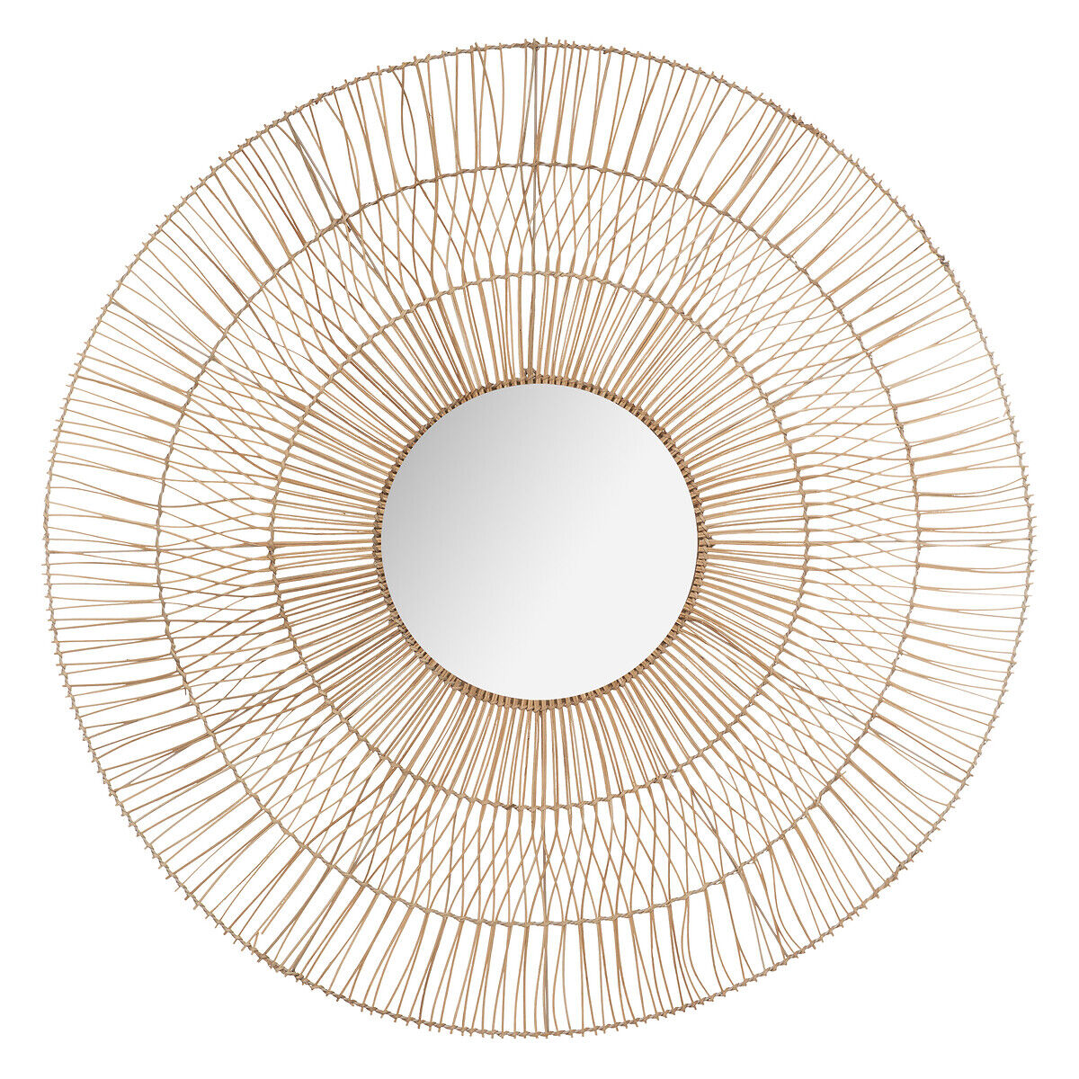 Espelho de parede bege CARAVANE em rattan 112cm, , large