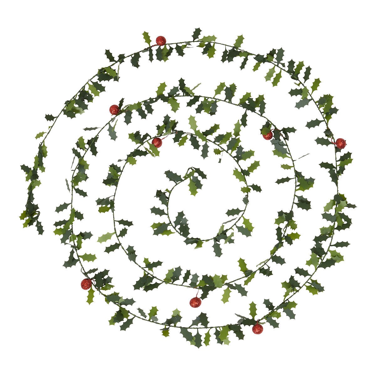 Grinalda com folhas e bagas verde 270cm, , large