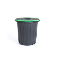 Cubo reciclaje negro con asa verde 25L