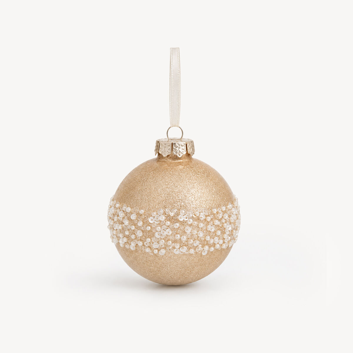 Bola de natal com mini pérolas 10cm, , large