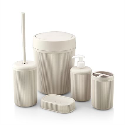Set of 5 bathroom pieces ALESTA cream, , large