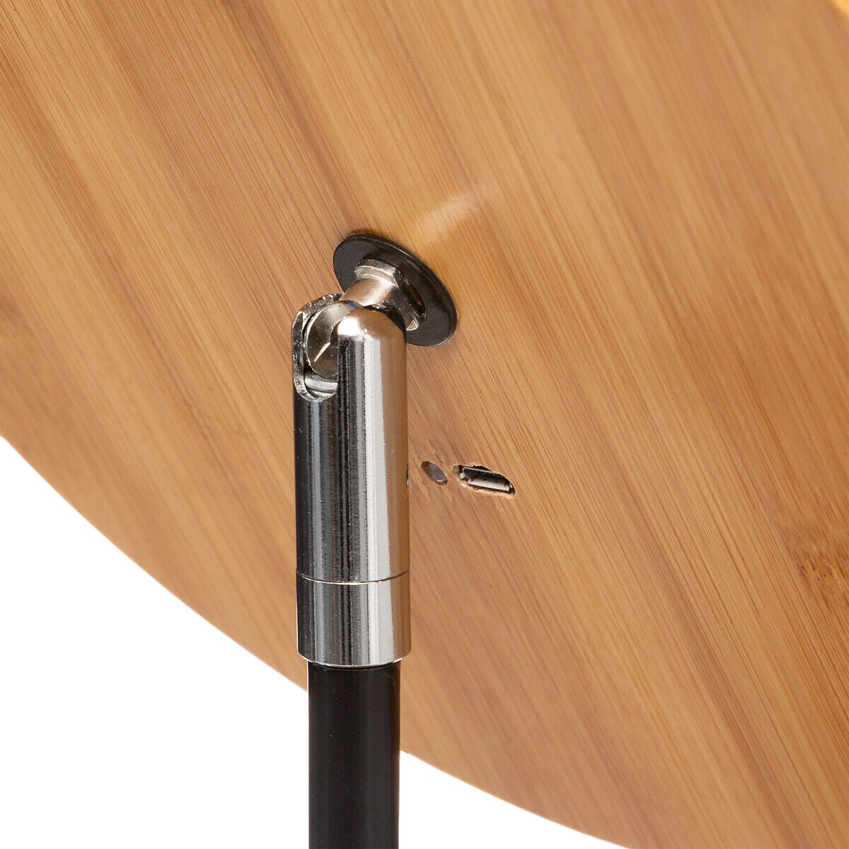 Espelho redondo led com suporte em bambu, , large