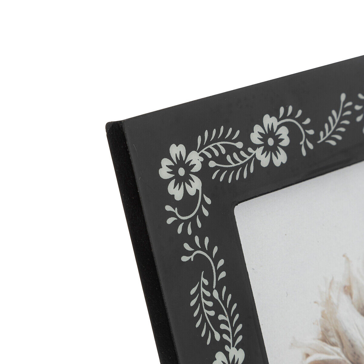 Moldura preta e branca com decoração flores 10x15cm, , large