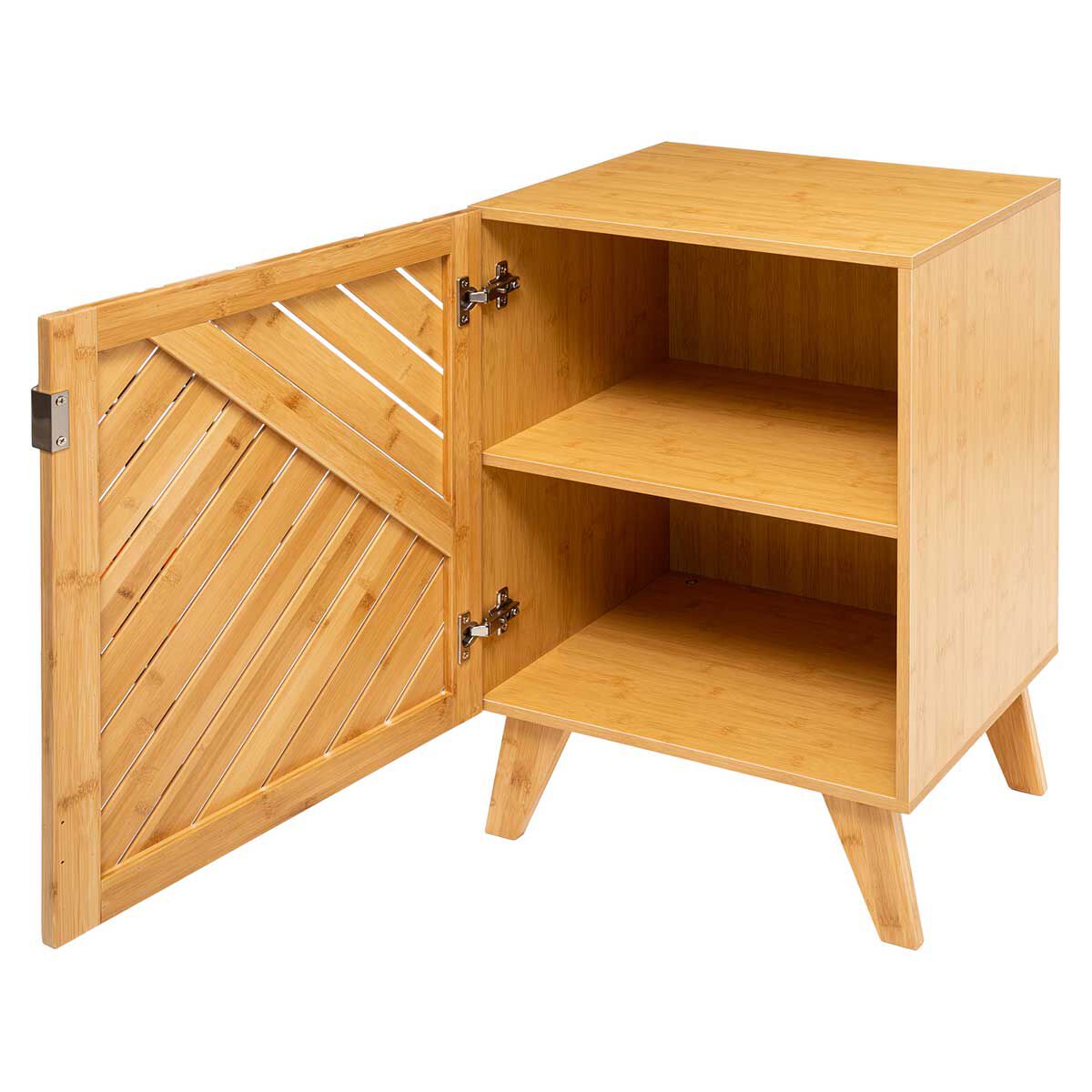 Móvel de apoio em bambu com porta, , large