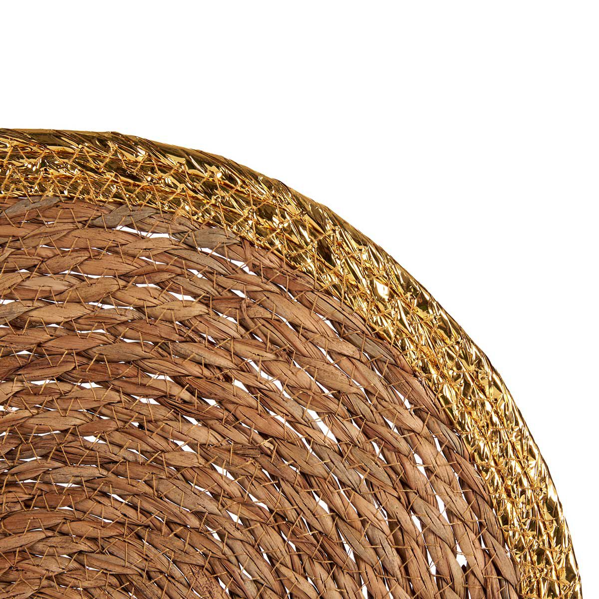 Individual de mesa natural e dourado 38cm, , large