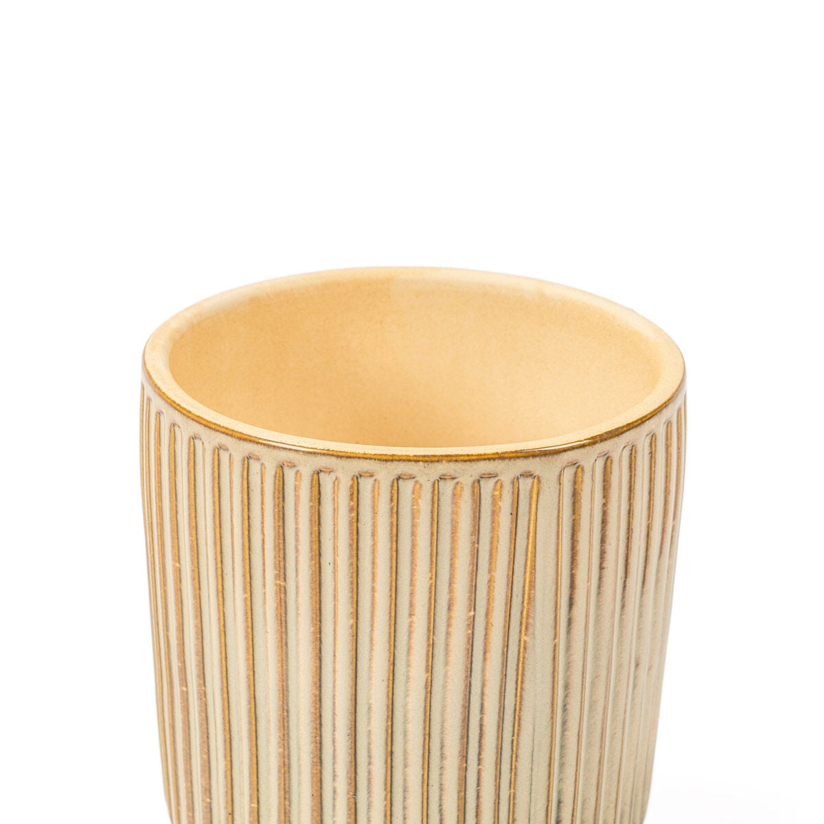 Vaso de cerâmica decoração riscas taupe 15cm, , large