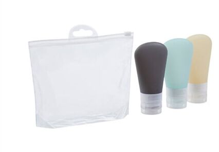 Conjunto de viagem 3 frascos de silicone 60ml, , large