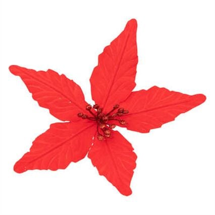 Flor poinsétia vermelho matte com mola, , large