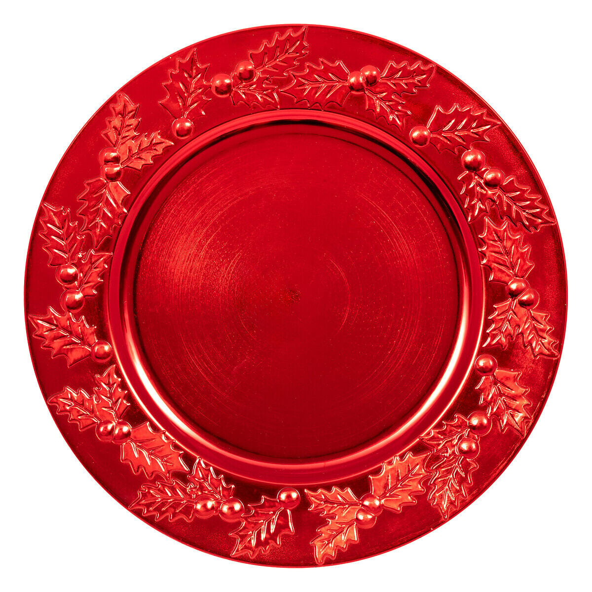 Charger plate red with holly, , large