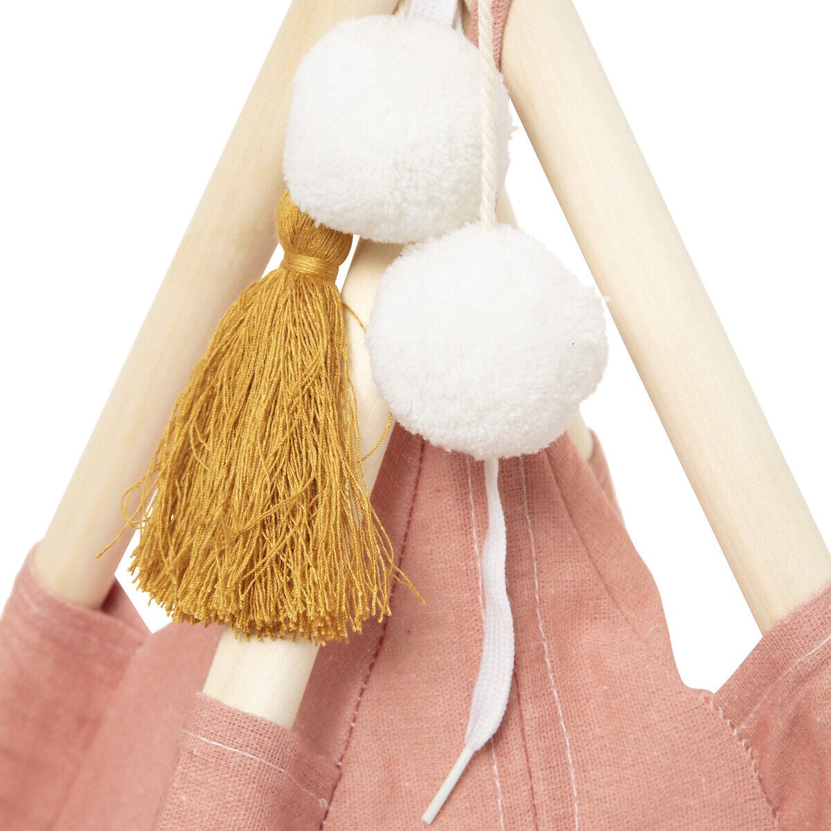 Tenda TIPI rosa com pompons rainbow, , large