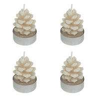 Set de 4 velas pi&ntilde;a en beige