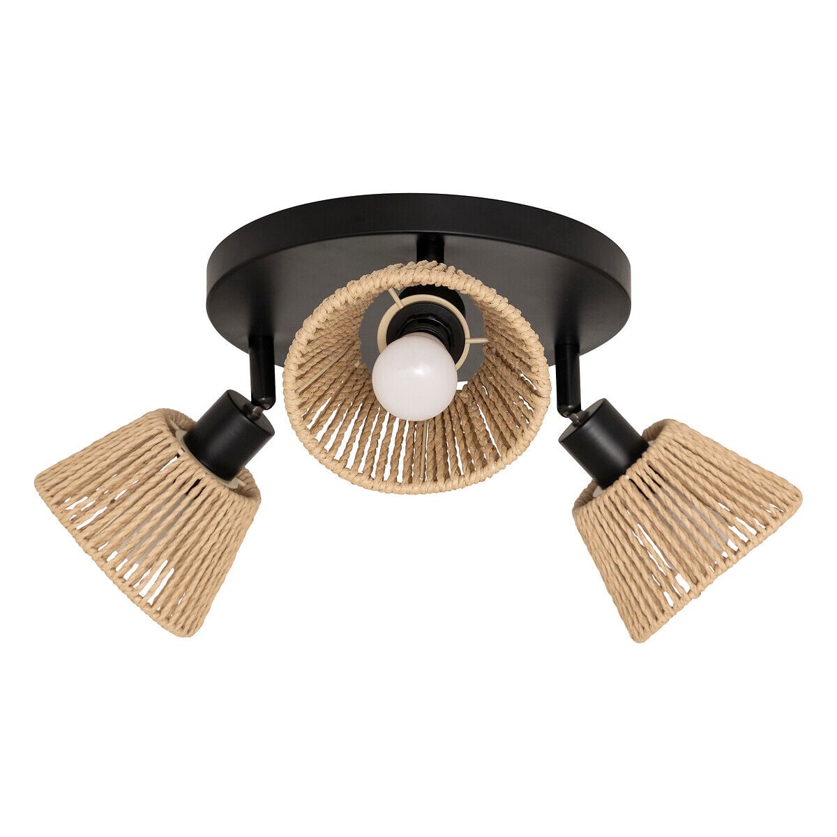 Candeeiro de teto MYHA bege em corda com 3 focos, , large