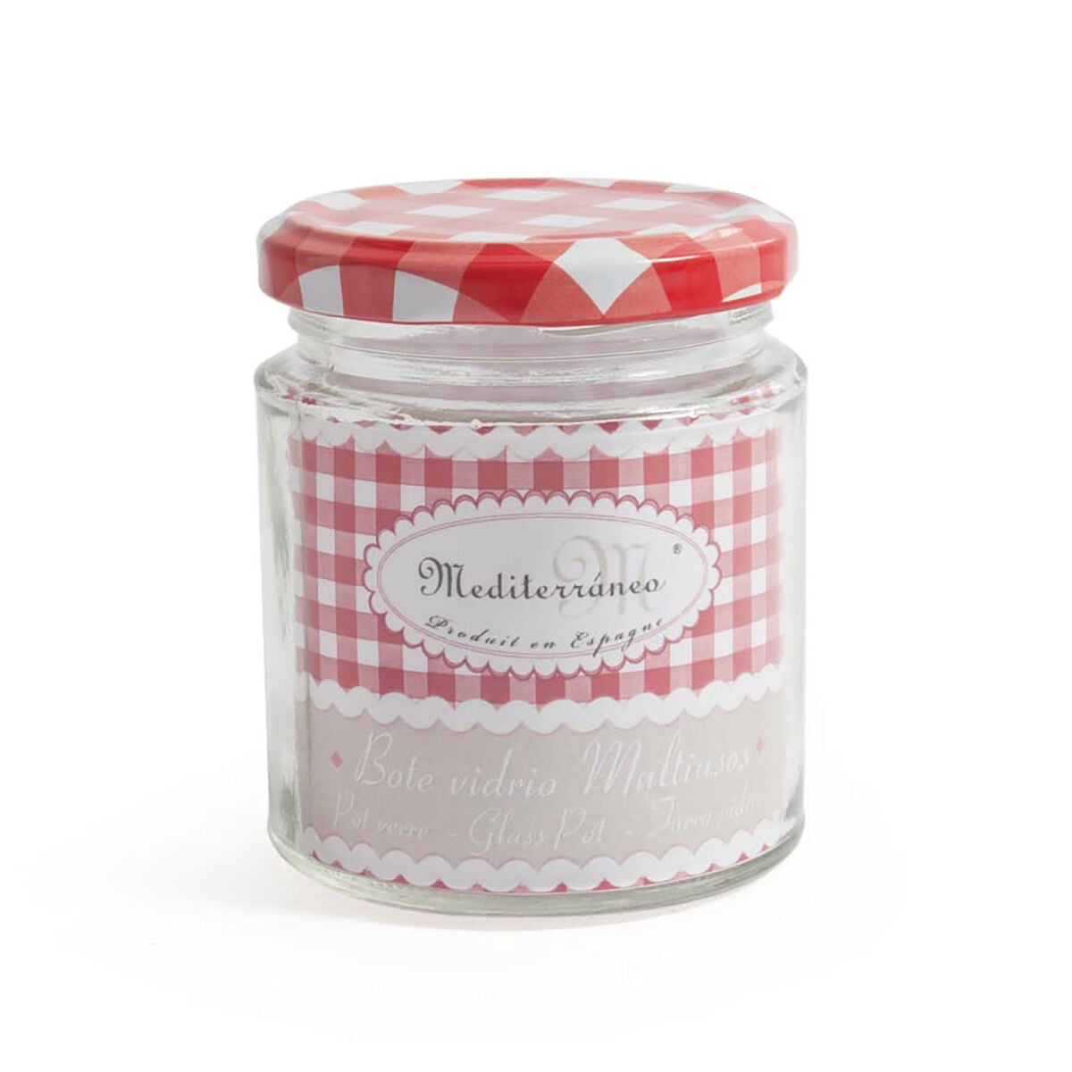 Glass jar with decorated lid, , large