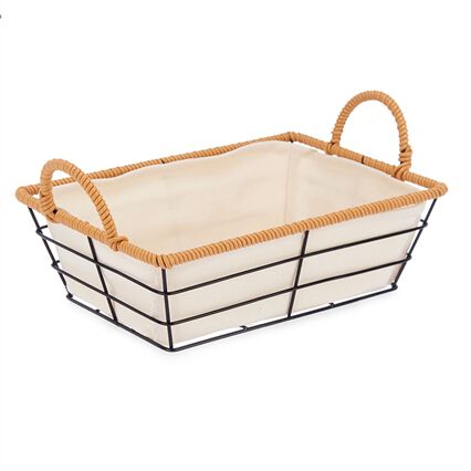 Bread basket in metal with handles, , large