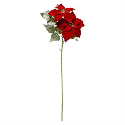Haste Natalícia Com Flor Poinsétia Vermelha 75cm, , large