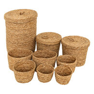 Juego de 9 cestos de rafia beige LIT