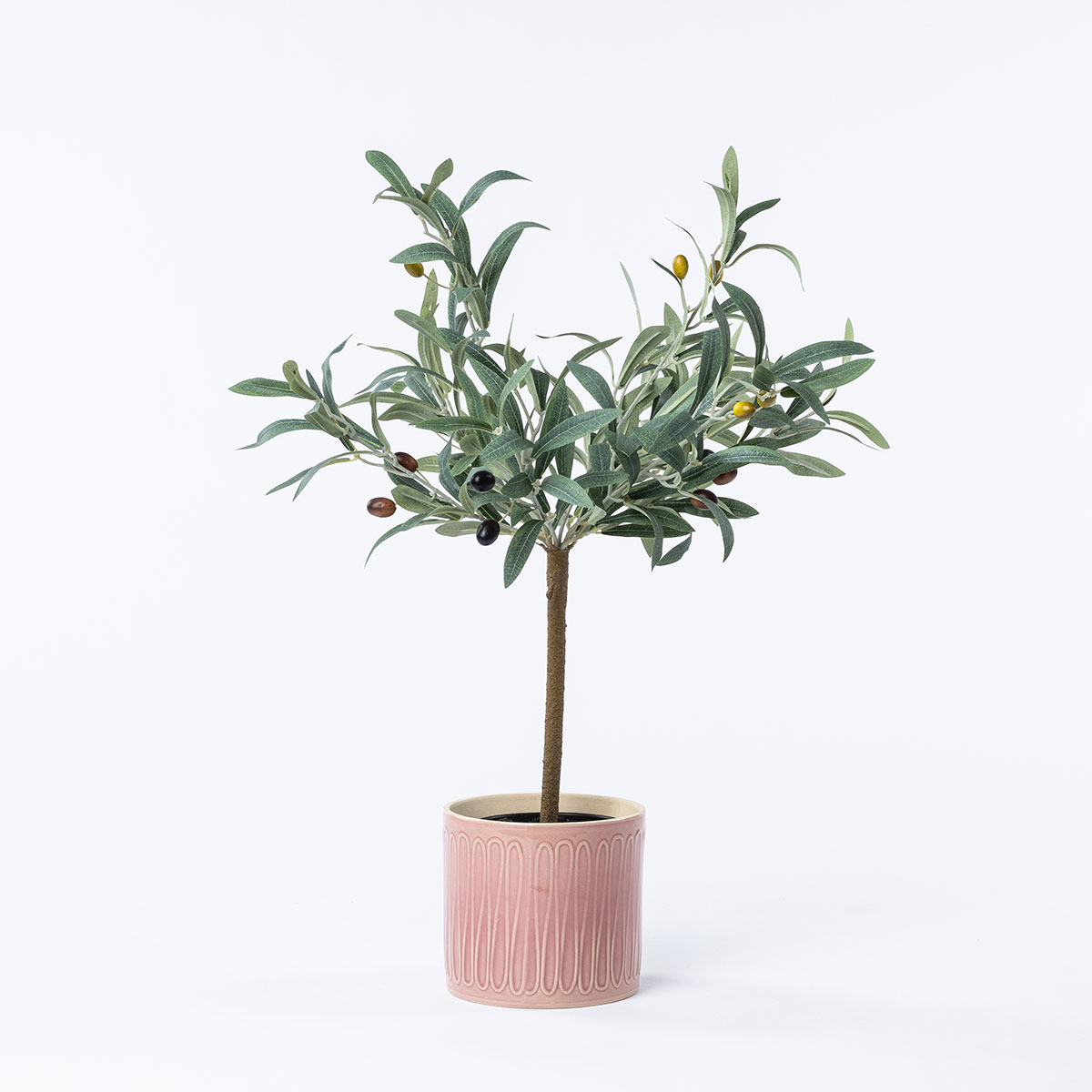 Maceta De Cerámica Rosa De Rayas 14.5cm