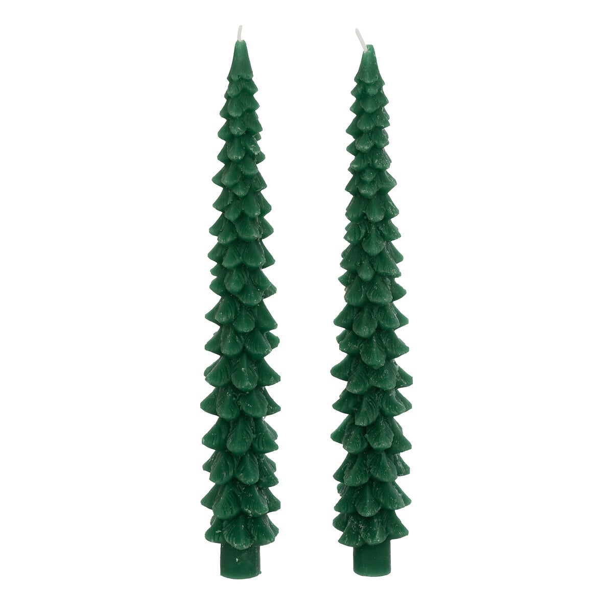 Set de 2 velas &aacute;rbol de Navidad verdes 25cm 