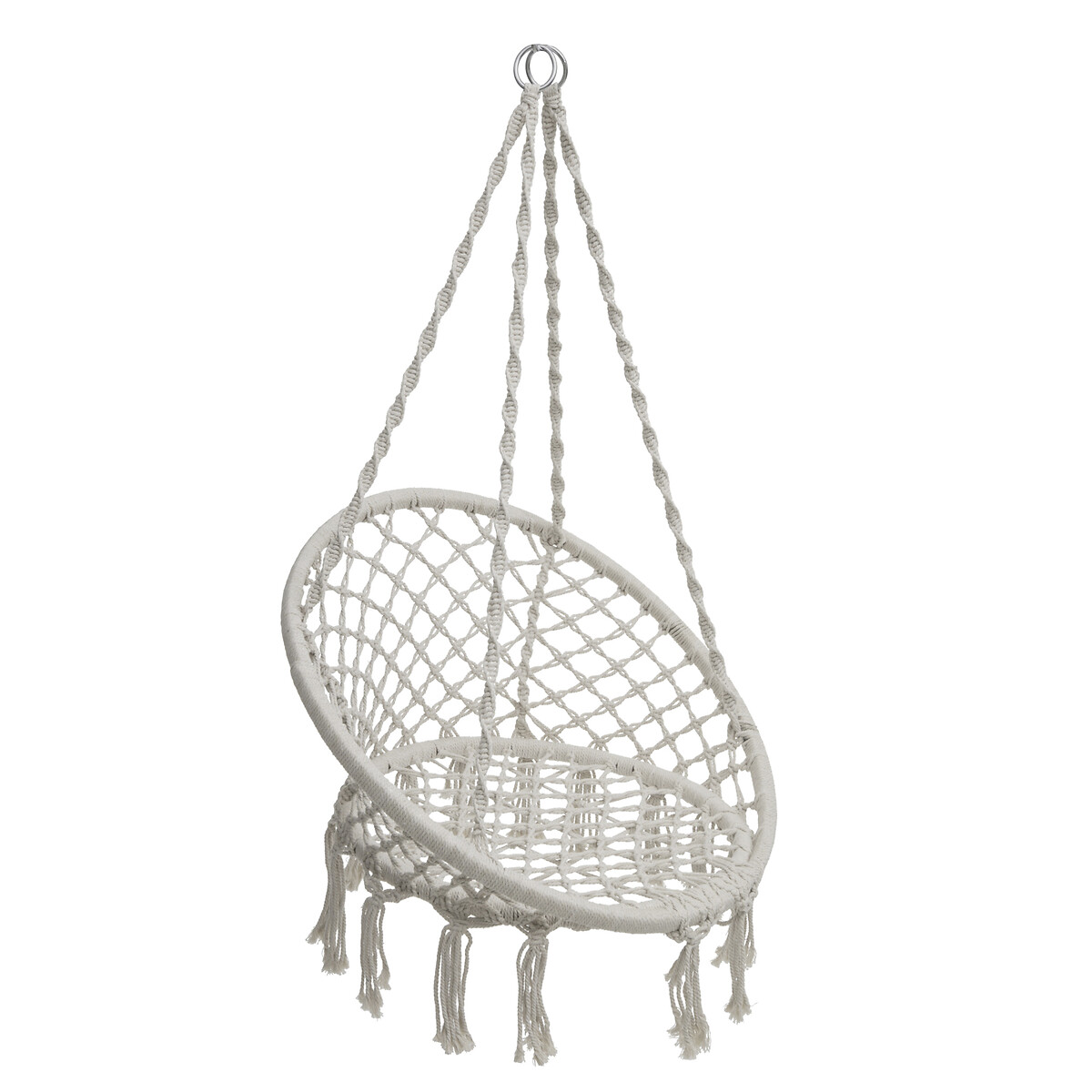 Sill&oacute;n colgante PLUMAYA de macram&eacute; beige