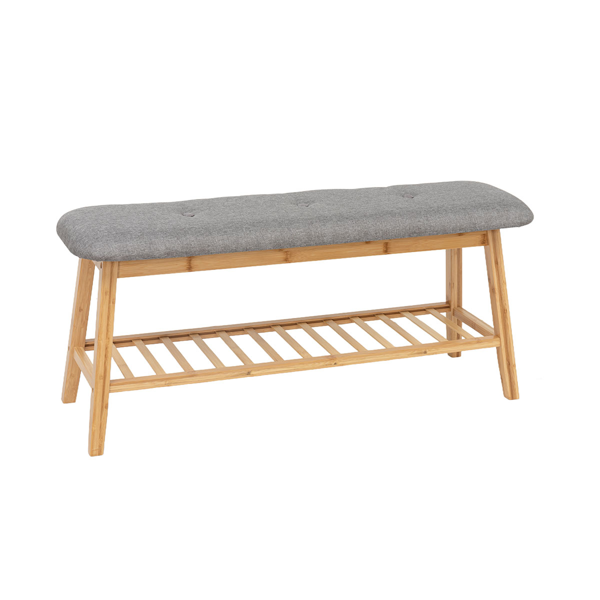 Taburete con estante de bambú