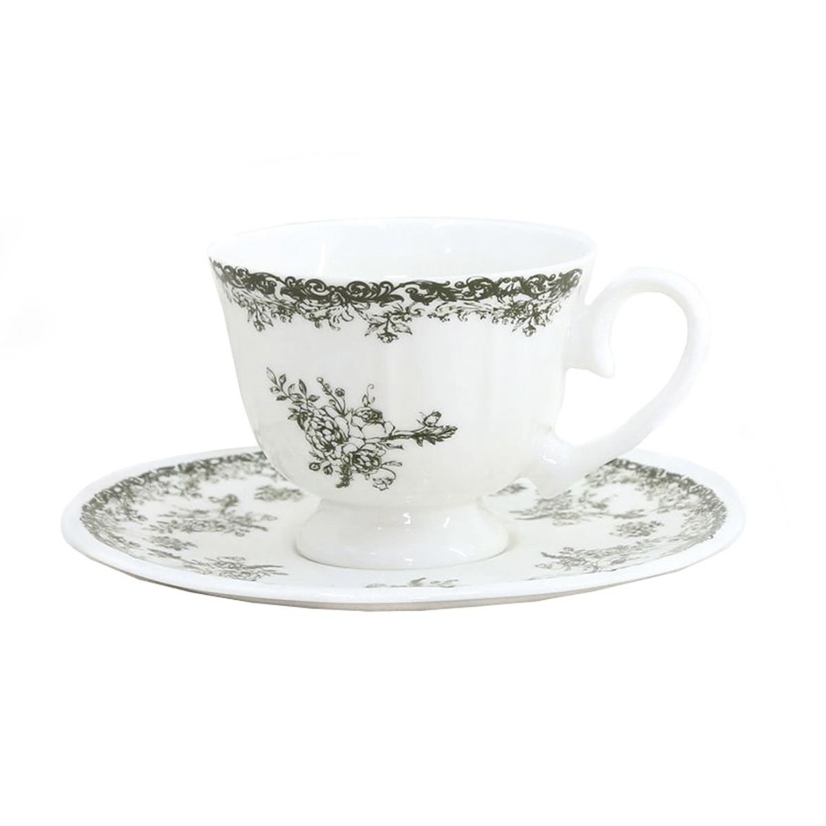 Taza con platillo FLORA verde