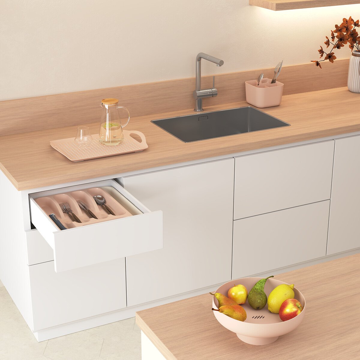 Frutero POLY rosa de polipropileno