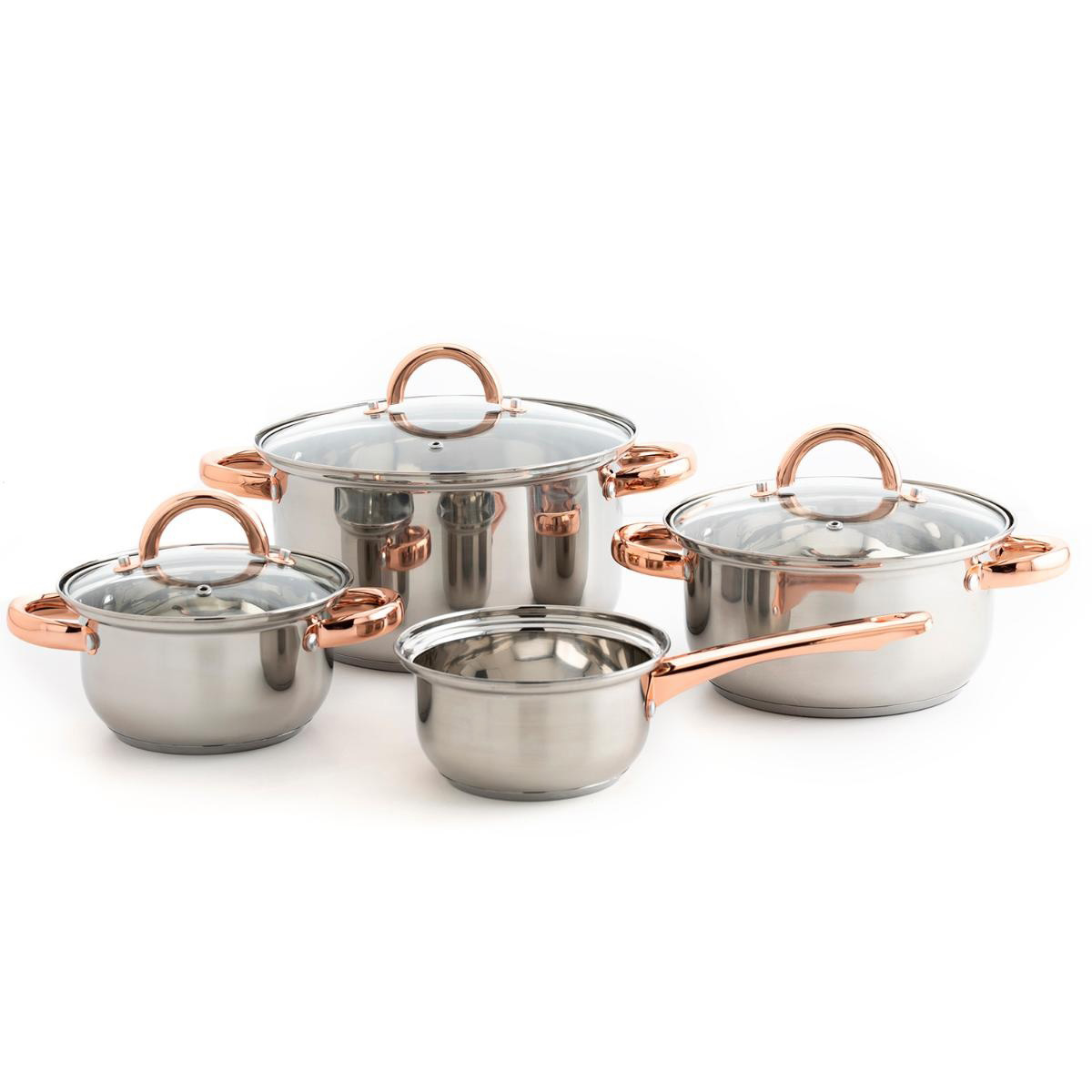 Bater&iacute;a Cocina 4 Pzas Inox C/Asas Bronce