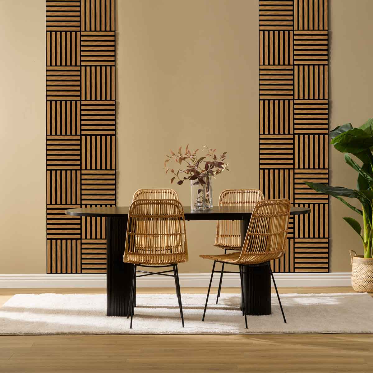 Juego 3 paneles decorativos COLVA marrón mdf 30x30