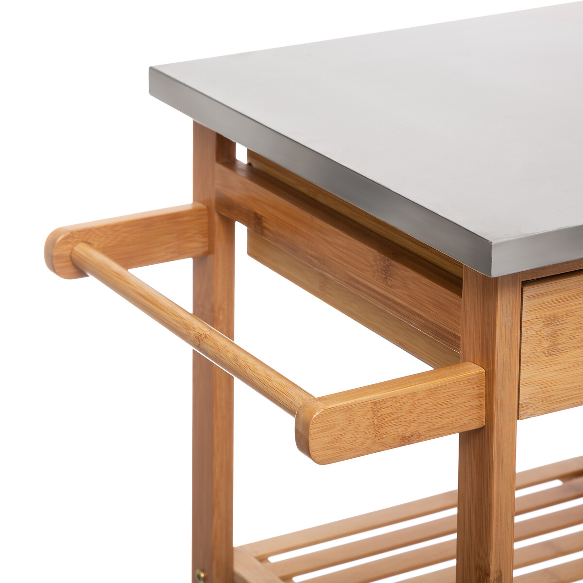 Carrito auxiliar de bambú con 3 cajones