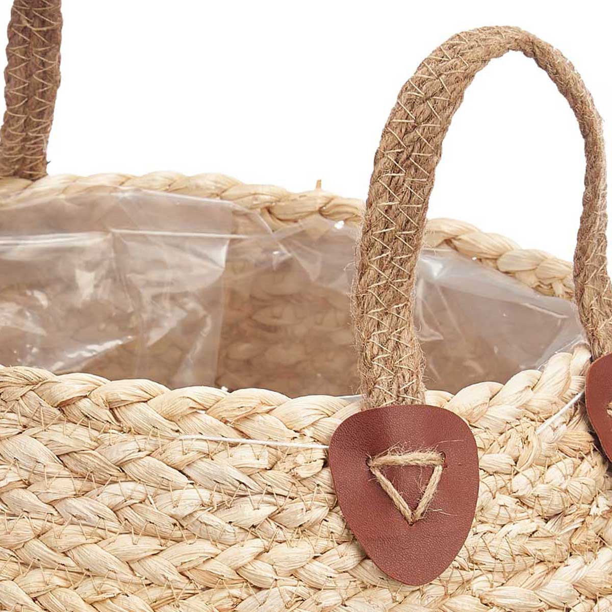 Cesta De Rafia Beige y Marr&oacute;n 30cm