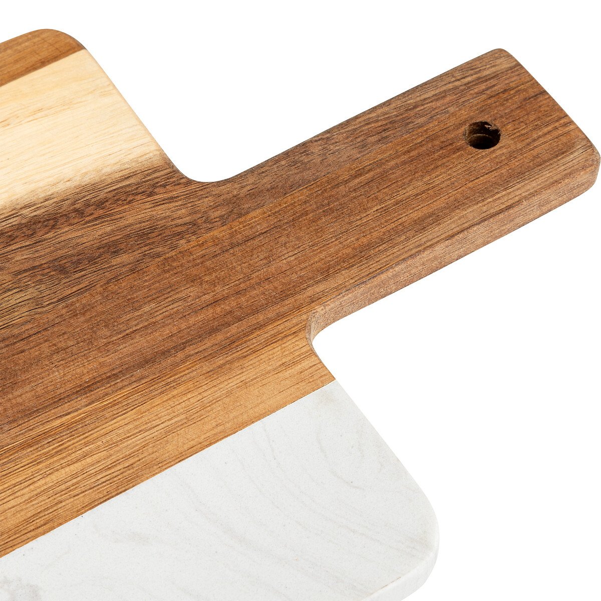 Tabla rectangular de madera de acacia y m&aacute;rmol