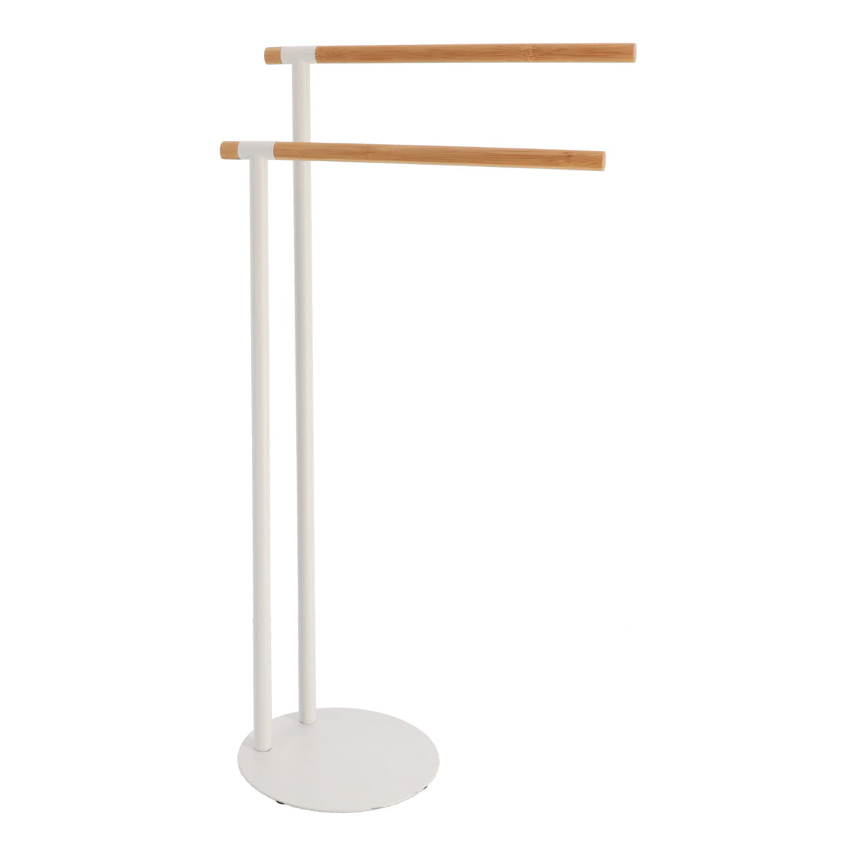 Toallero C/2 Barras Metal Y Bambú Blanco