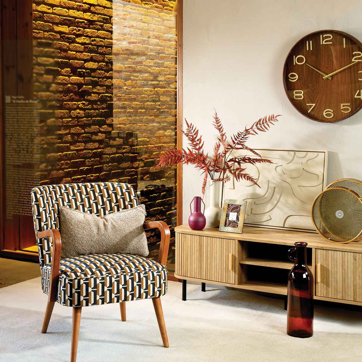 Reloj de pared de mdf y vidrio IVANA 55cm