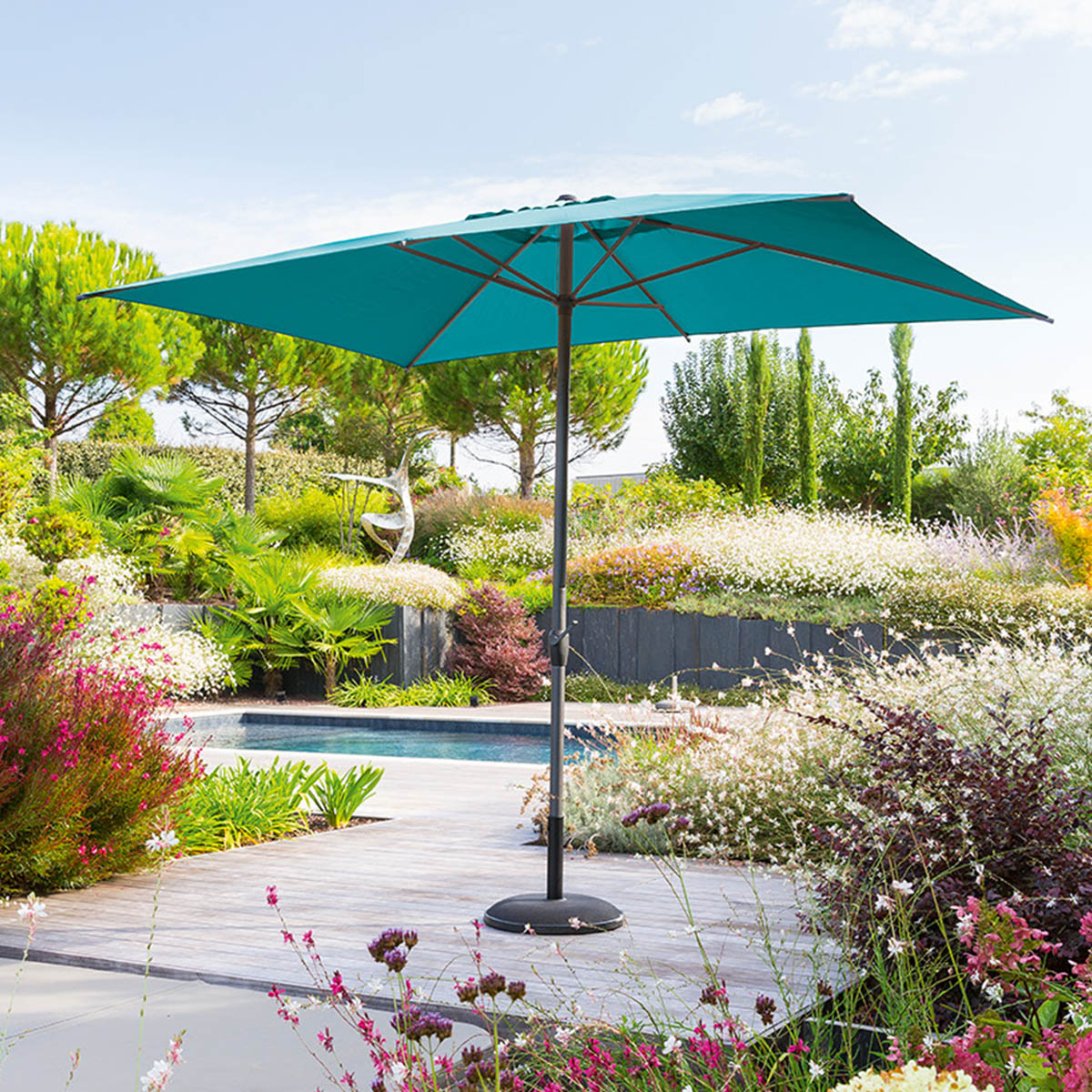 Parasol LOOMPA azul canard 2x3m