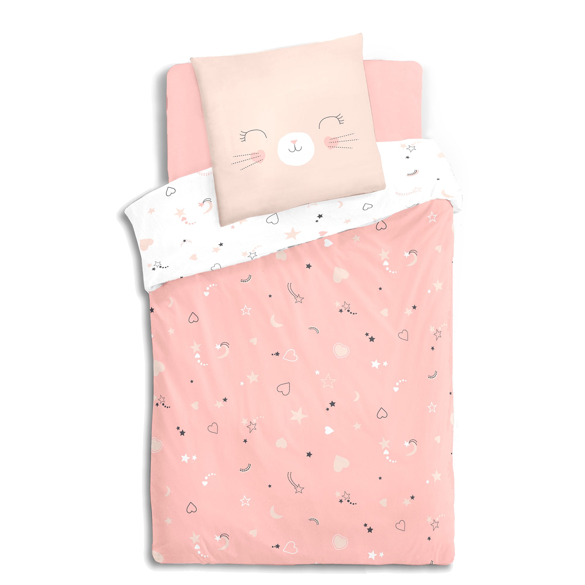 Capa De Edred&atilde;o E Capa De Almofada Gato Reversivel 140x200cm