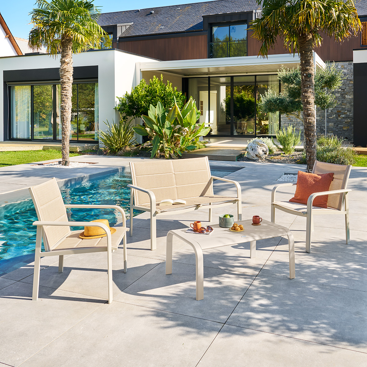 Juego de jard&iacute;n PIAZZA argile para 4 personas