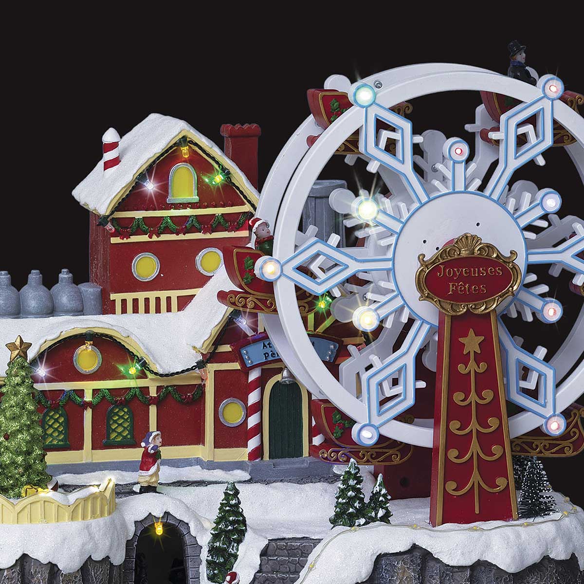 Aldeia Natalícia Com Roda Gigante Iluminada