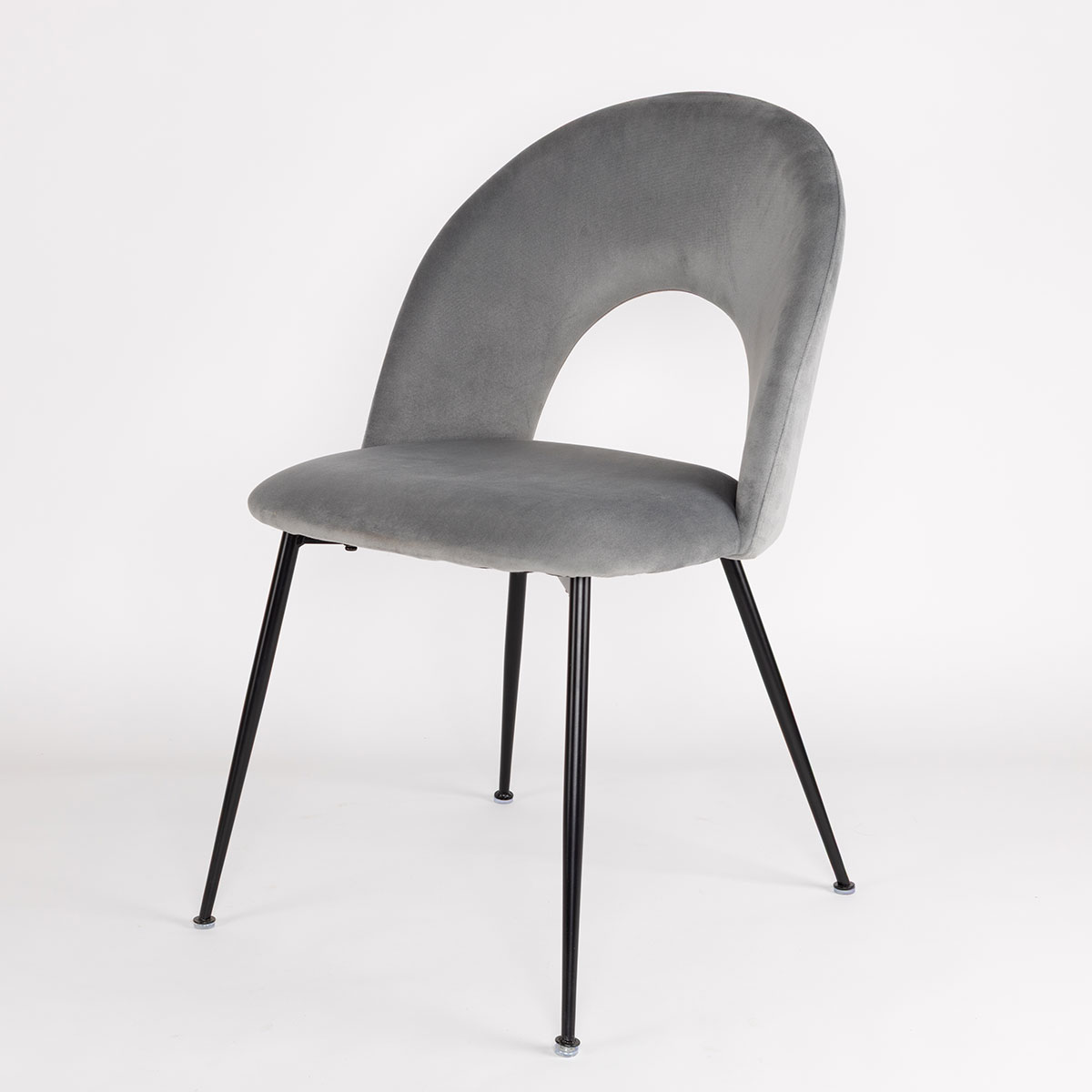 Silla RAVEN de terciopelo gris