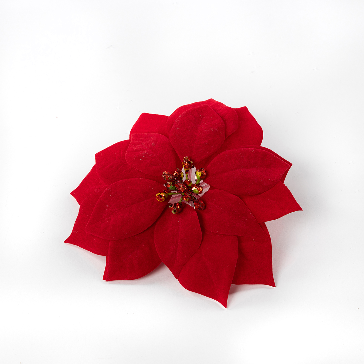 Poinsetia roja con pinza 20cm