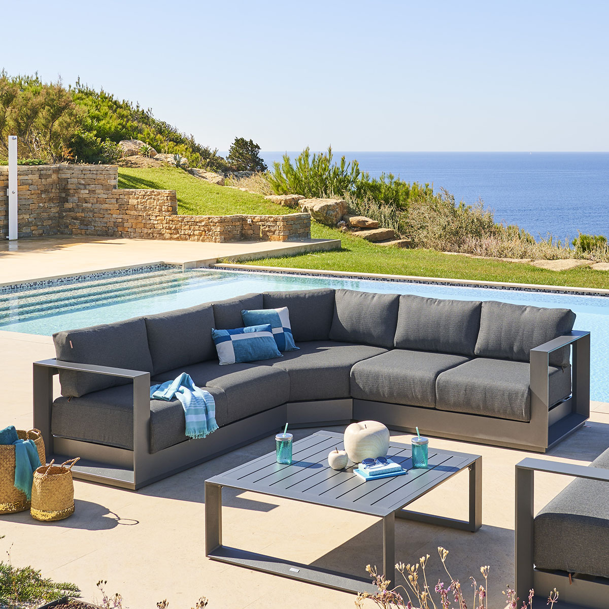 Juego de jard&iacute;n esquinero ALLURE gris graphite