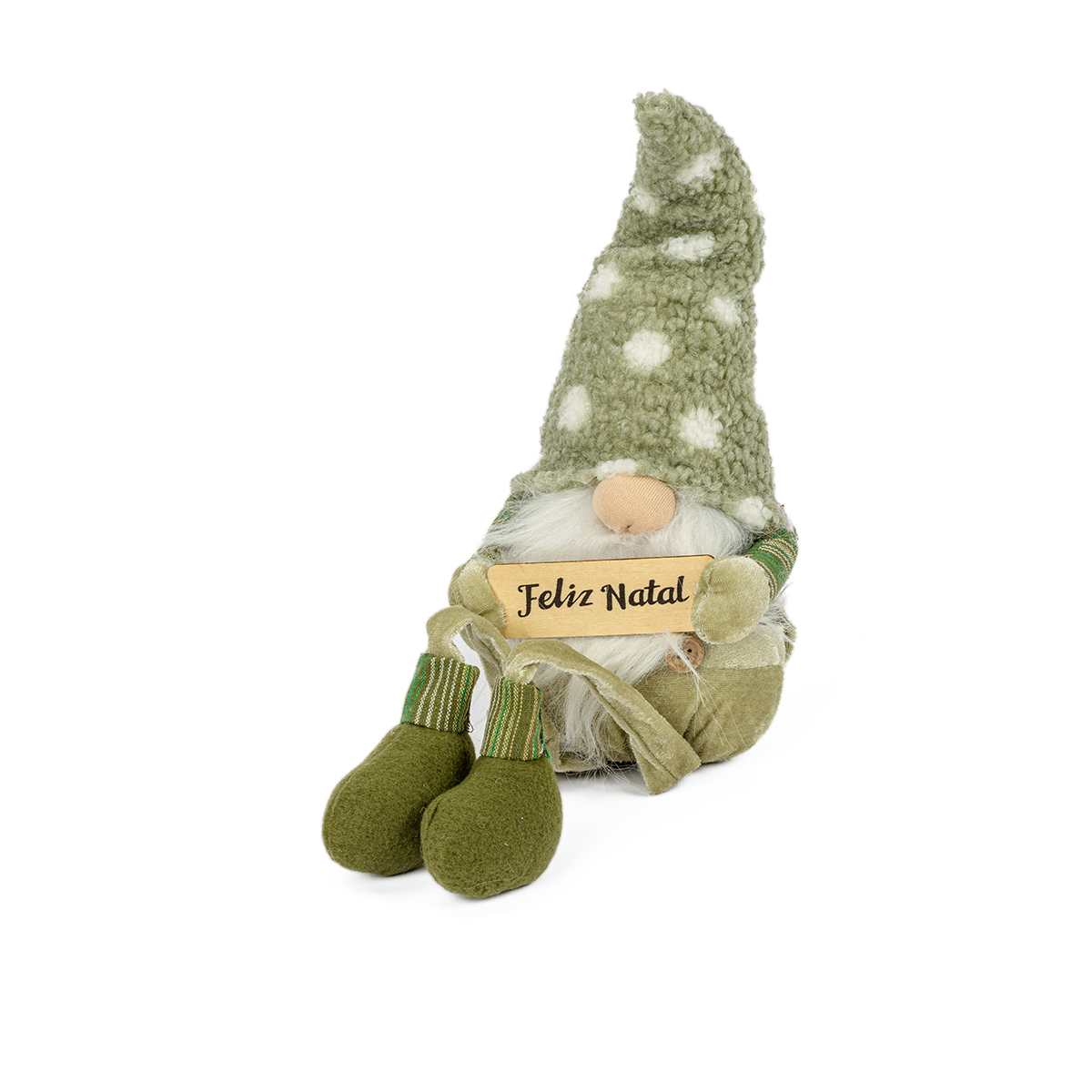 Gnomo Sentado Verde Com Bolinhas 74cm