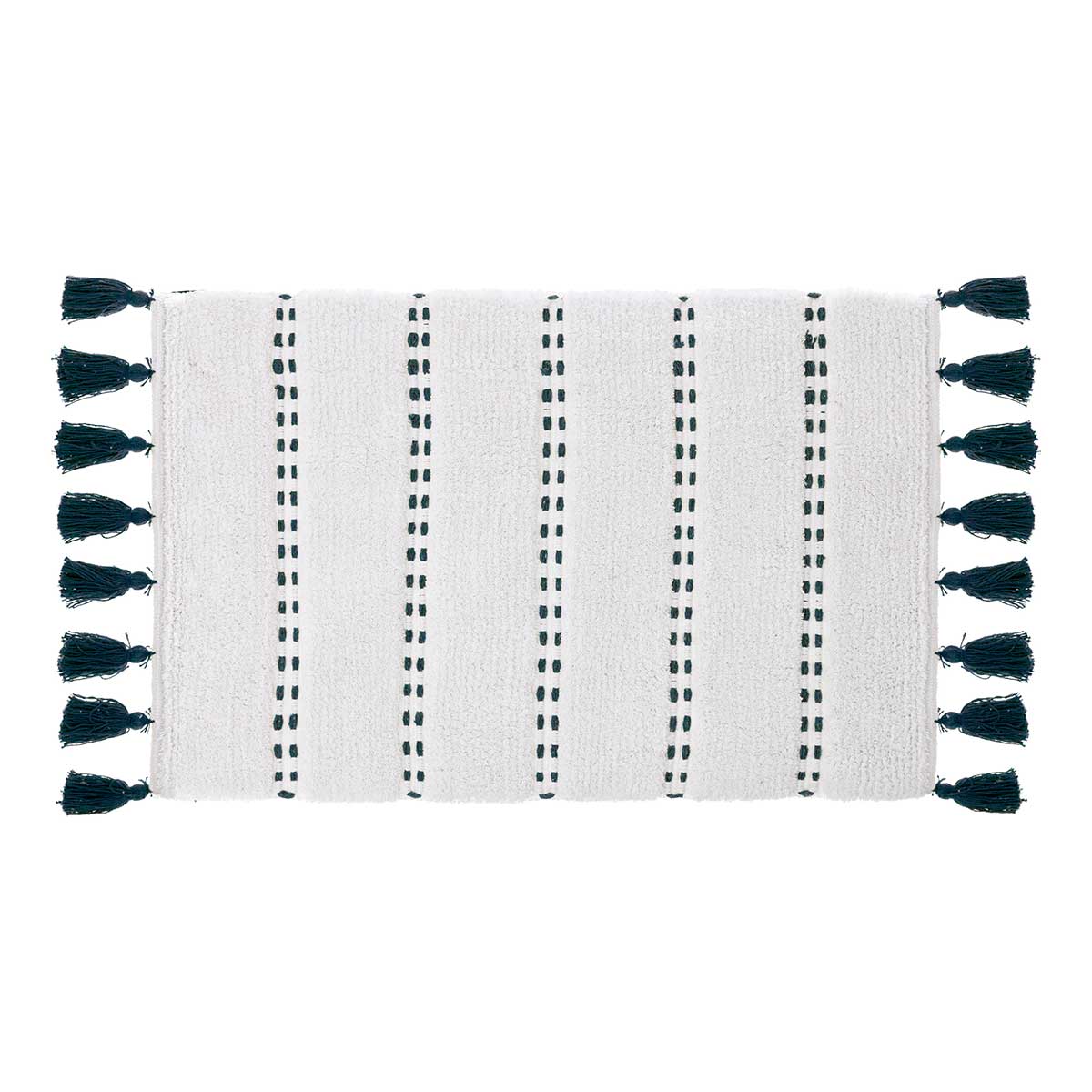 Alfombra de Ba&ntilde;o Azul Petr&oacute;leo Con Pompones 50x75c