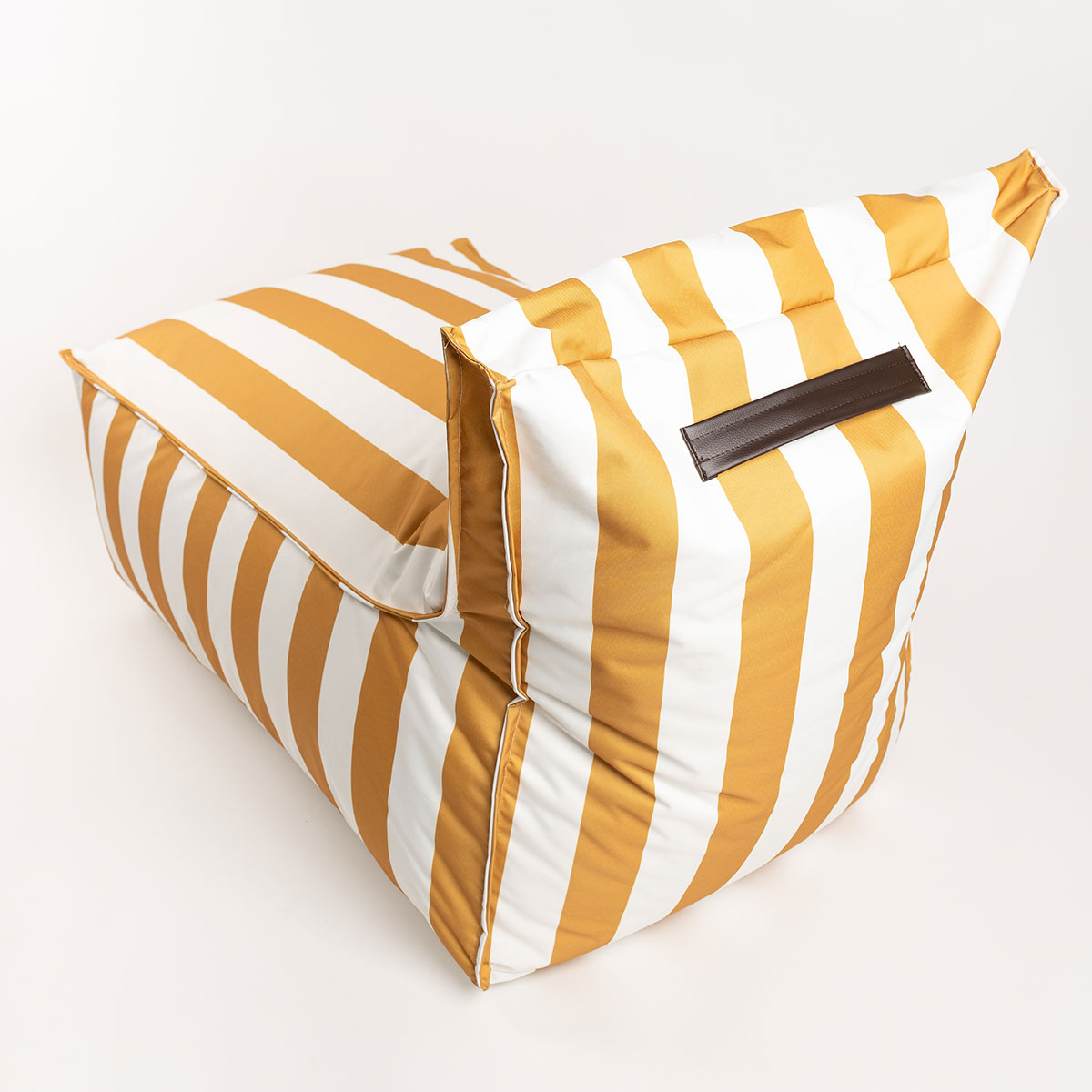 Puf sofa impermeable rayas blancas y amarillas