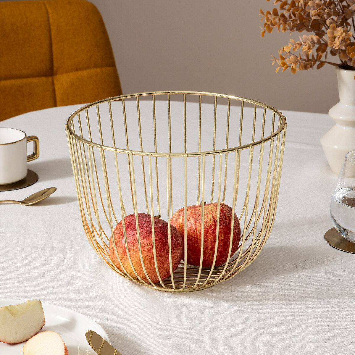 Fruteira Redonda Coll Dourada Em Metal 22cm