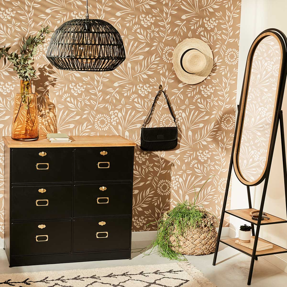 Espejo De Pie Mael Con Estantes 160x44Cm