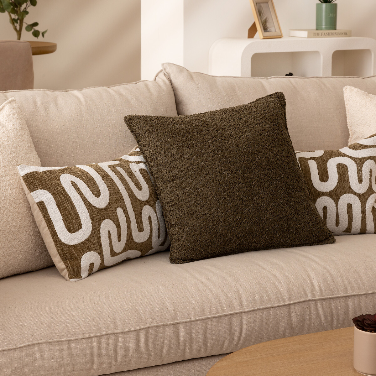 Cojín Bouclette Verde Caqui 45x45cm