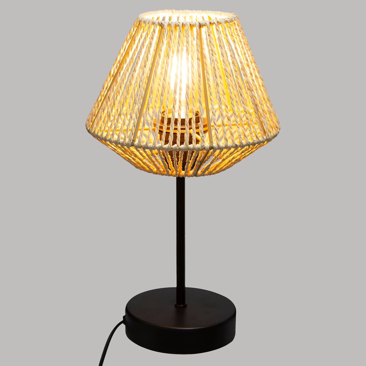 Candeeiro De Mesa Jily Natural Etnic Em Corda