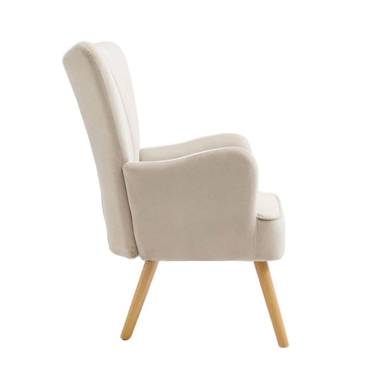Butaca DIANA taupe de terciopelo y madera