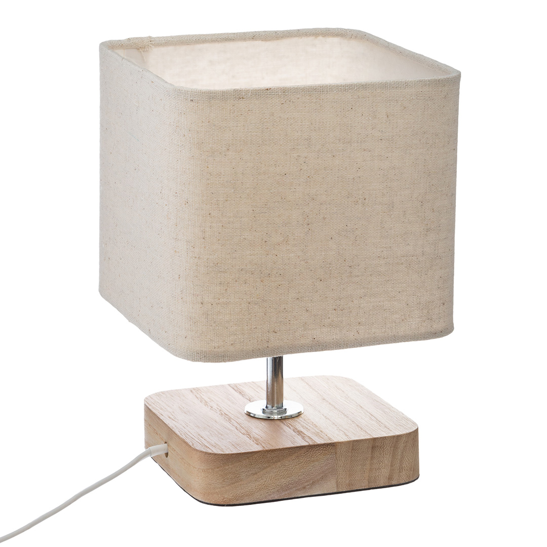 L&aacute;mpara de mesa TOXEY marfil de madera de pino